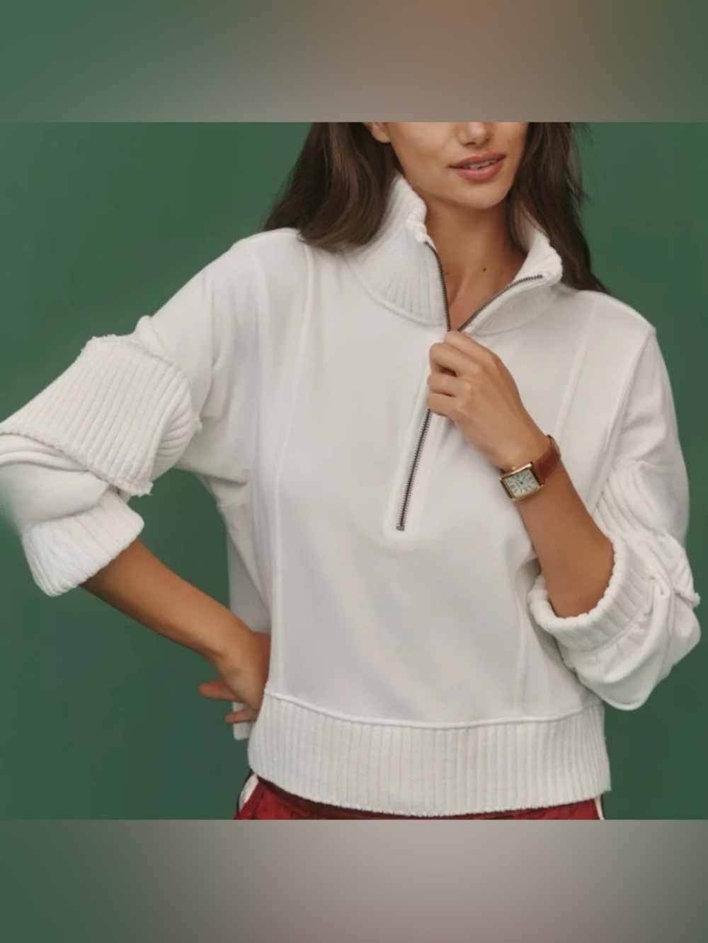 Anthropologie Daily Practice Women's Half-Zip Pullover Sweatshirt-Size Large